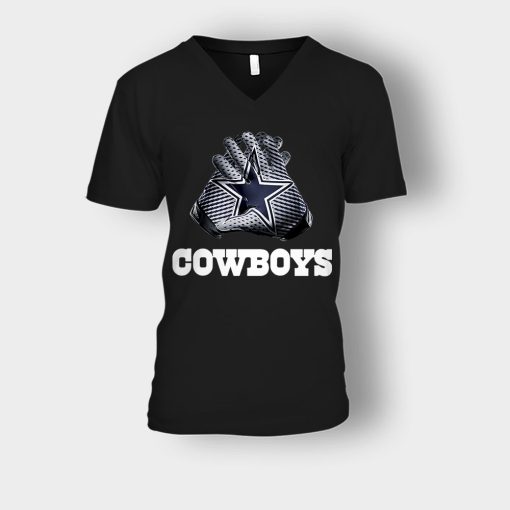 Dallas-Cowboys-NFL-Gloves-Design-Unisex-V-Neck-T-Shirt-Black