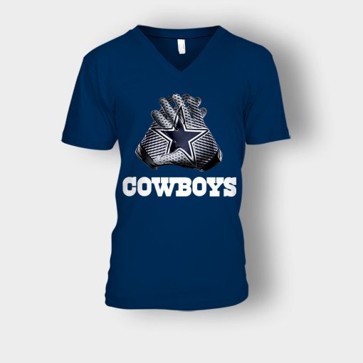 Dallas-Cowboys-NFL-Gloves-Design-Unisex-V-Neck-T-Shirt-Navy