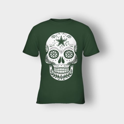 Dallas-Cowboys-the-D-Sugar-Skull-tail-gate-Americas-Team-Football-Kids-T-Shirt-Forest