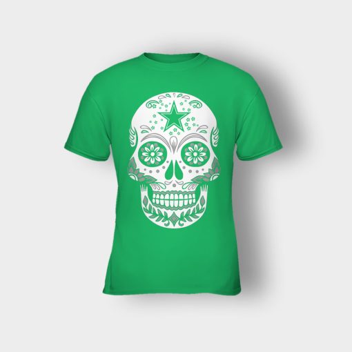 Dallas-Cowboys-the-D-Sugar-Skull-tail-gate-Americas-Team-Football-Kids-T-Shirt-Irish-Green