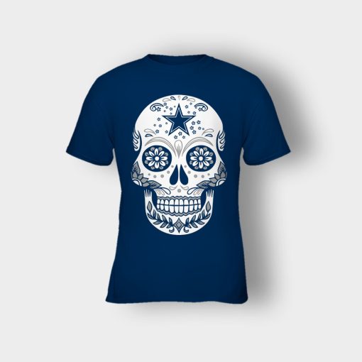Dallas-Cowboys-the-D-Sugar-Skull-tail-gate-Americas-Team-Football-Kids-T-Shirt-Navy