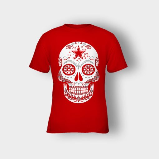 Dallas-Cowboys-the-D-Sugar-Skull-tail-gate-Americas-Team-Football-Kids-T-Shirt-Red