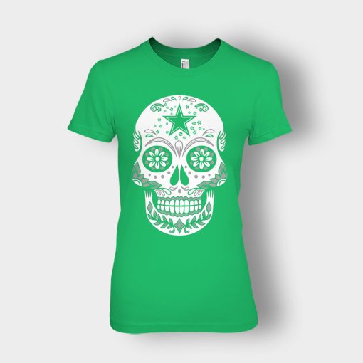 Dallas-Cowboys-the-D-Sugar-Skull-tail-gate-Americas-Team-Football-Ladies-T-Shirt-Irish-Green