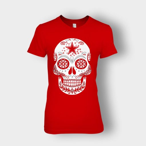 Dallas-Cowboys-the-D-Sugar-Skull-tail-gate-Americas-Team-Football-Ladies-T-Shirt-Red
