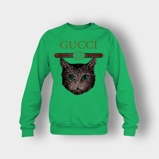 Designer-Inspired-Gucci-Cat-Crewneck-Sweatshirt-Irish-Green