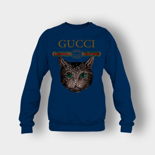 Designer-Inspired-Gucci-Cat-Crewneck-Sweatshirt-Navy