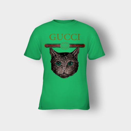 Designer-Inspired-Gucci-Cat-Kids-T-Shirt-Irish-Green
