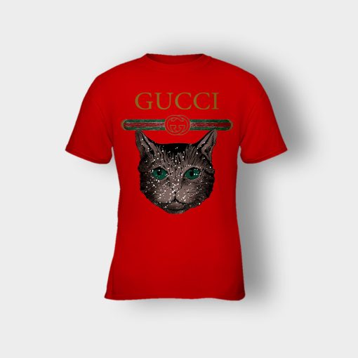 Designer-Inspired-Gucci-Cat-Kids-T-Shirt-Red