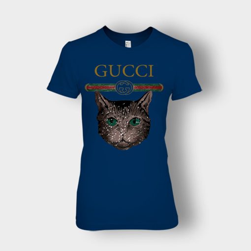 Designer-Inspired-Gucci-Cat-Ladies-T-Shirt-Navy
