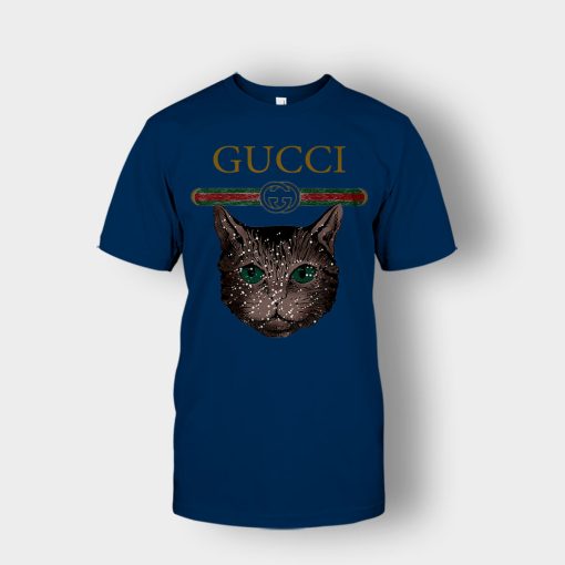 Designer-Inspired-Gucci-Cat-Unisex-T-Shirt-Navy