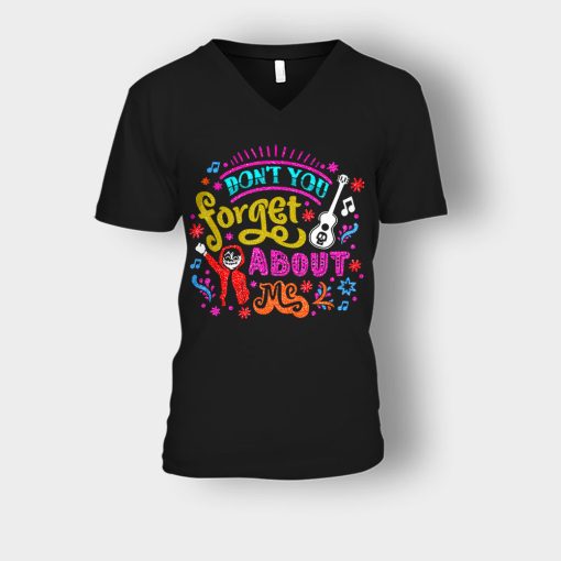 Dont-You-Forget-About-Me-Coco-Inspired-Day-Of-The-Dead-Unisex-V-Neck-T-Shirt-Black