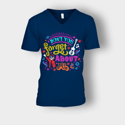 Dont-You-Forget-About-Me-Coco-Inspired-Day-Of-The-Dead-Unisex-V-Neck-T-Shirt-Navy