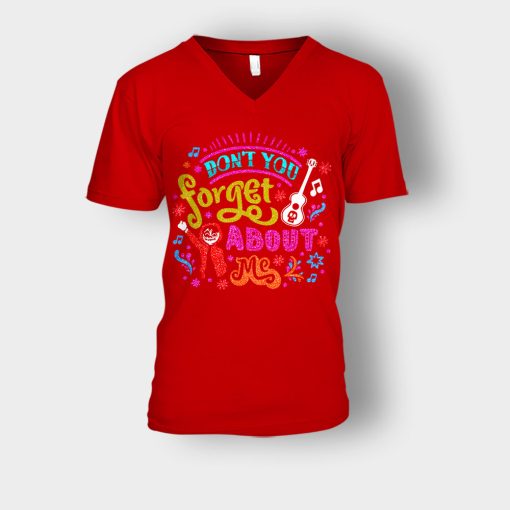 Dont-You-Forget-About-Me-Coco-Inspired-Day-Of-The-Dead-Unisex-V-Neck-T-Shirt-Red