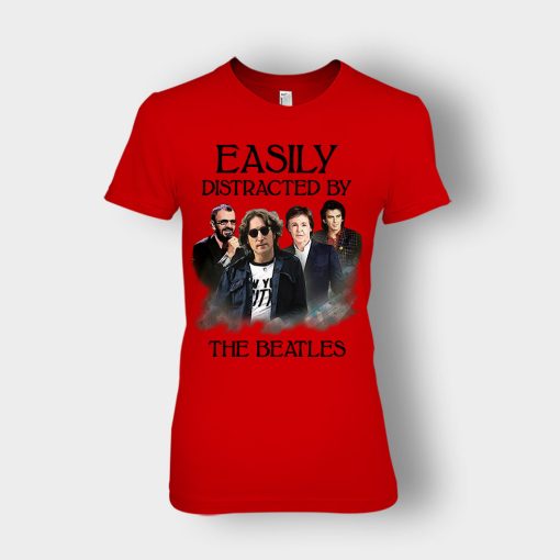 Easily-Distracted-by-The-Beatles-Ladies-T-Shirt-Red