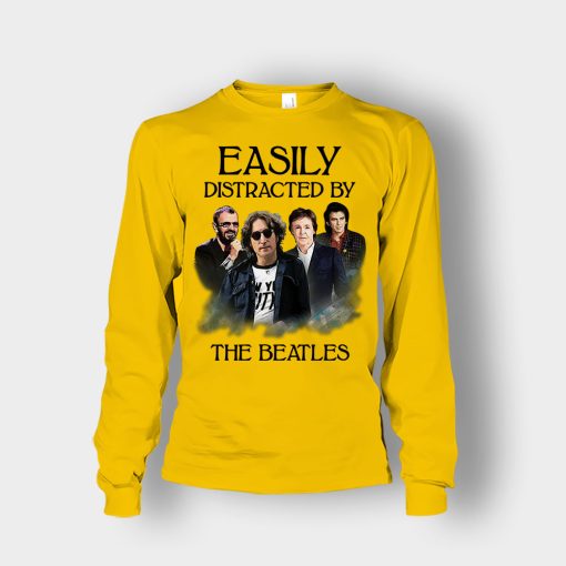 Easily-Distracted-by-The-Beatles-Unisex-Long-Sleeve-Gold