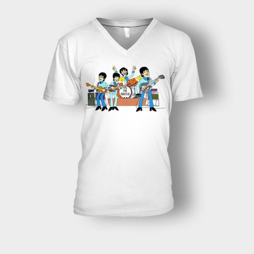 English-rock-band-The-Beatles-Unisex-V-Neck-T-Shirt-White