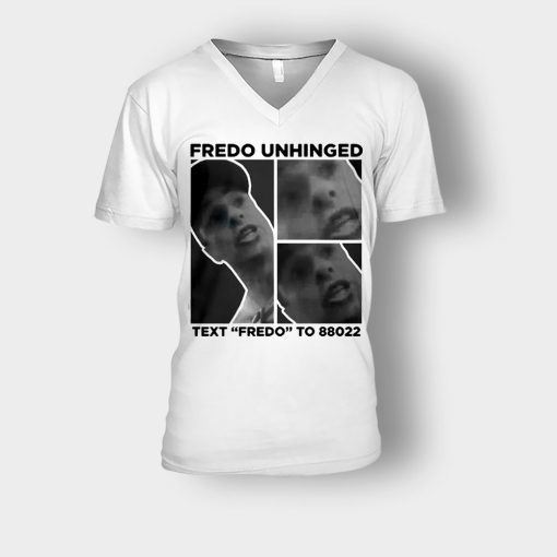 Fredo-Unhinged-Unisex-V-Neck-T-Shirt-White