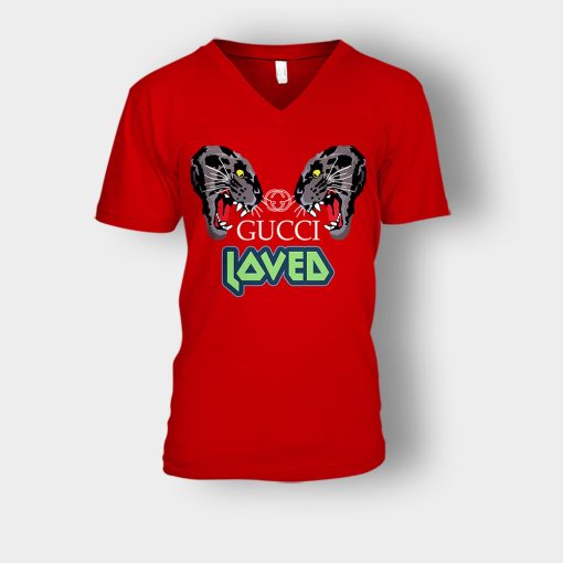 GUCCI-With-Tigers-Unisex-V-Neck-T-Shirt-Red