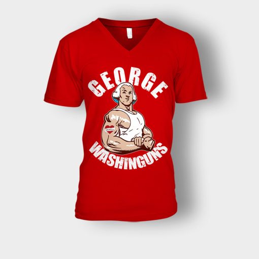 George-Washinguns-George-Washington-Unisex-V-Neck-T-Shirt-Red