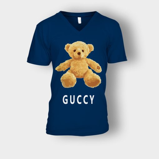 Gucci-Bear-Flush-Unisex-V-Neck-T-Shirt-Navy