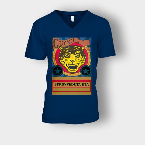 Gucci-Black-Lion-Unisex-V-Neck-T-Shirt-Navy