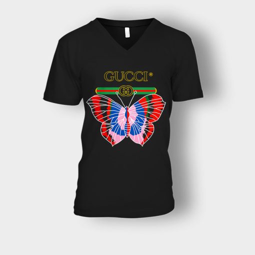 Gucci-Blk-Butterfly-Unisex-V-Neck-T-Shirt-Black