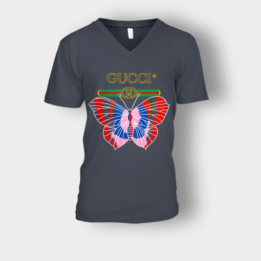 Gucci-Blk-Butterfly-Unisex-V-Neck-T-Shirt-Dark-Heather