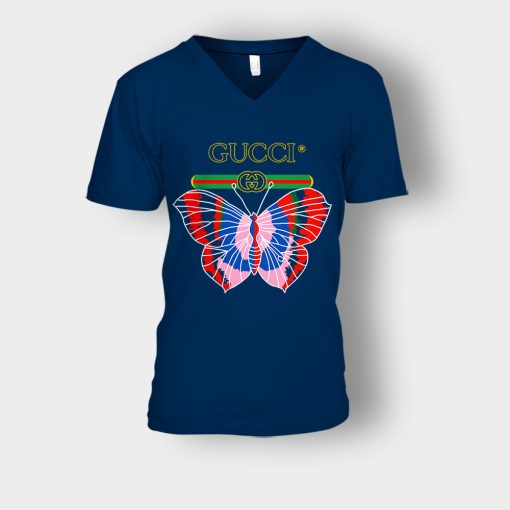 Gucci-Blk-Butterfly-Unisex-V-Neck-T-Shirt-Navy