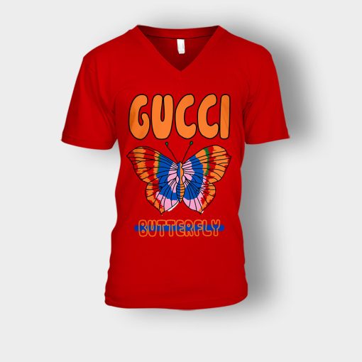 Gucci-Butterfly-Inspired-Unisex-V-Neck-T-Shirt-Red