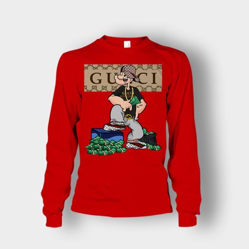 Gucci-Cartoon-Popeye-Unisex-Long-Sleeve-Red