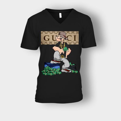 Gucci-Cartoon-Popeye-Unisex-V-Neck-T-Shirt-Black