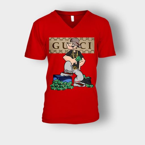 Gucci-Cartoon-Popeye-Unisex-V-Neck-T-Shirt-Red