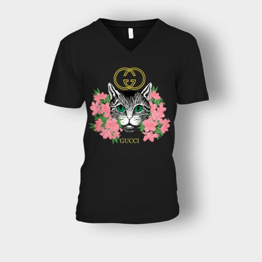 Gucci-Cat-Insp-Unisex-V-Neck-T-Shirt-Black