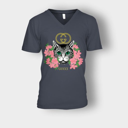 Gucci-Cat-Insp-Unisex-V-Neck-T-Shirt-Dark-Heather