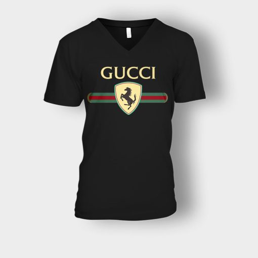 Gucci-Ferrari-Horse-Unisex-V-Neck-T-Shirt-Black