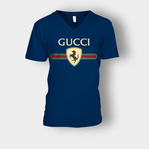 Gucci-Ferrari-Horse-Unisex-V-Neck-T-Shirt-Navy