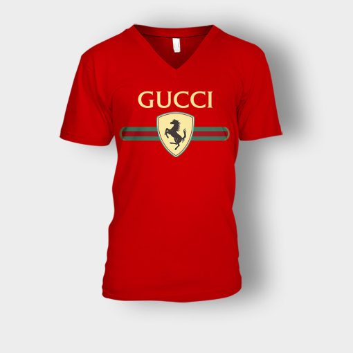 Gucci-Ferrari-Horse-Unisex-V-Neck-T-Shirt-Red