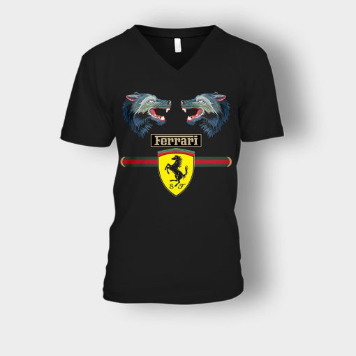 Gucci-Ferrari-Unisex-V-Neck-T-Shirt-Black