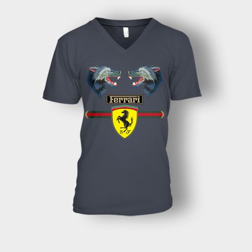 Gucci-Ferrari-Unisex-V-Neck-T-Shirt-Dark-Heather