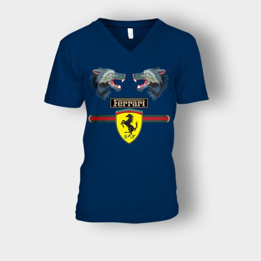 Gucci-Ferrari-Unisex-V-Neck-T-Shirt-Navy