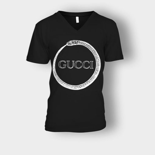 Gucci-Genuine-Snake-Unisex-V-Neck-T-Shirt-Black