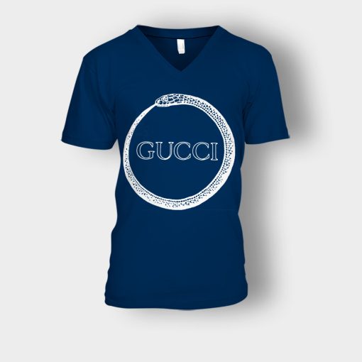 Gucci-Genuine-Snake-Unisex-V-Neck-T-Shirt-Navy