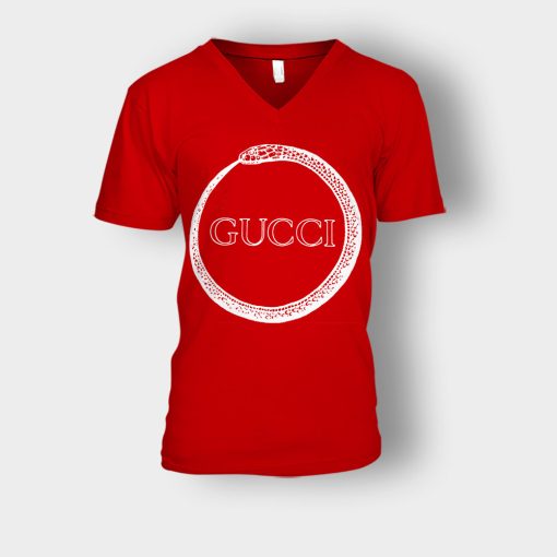 Gucci-Genuine-Snake-Unisex-V-Neck-T-Shirt-Red