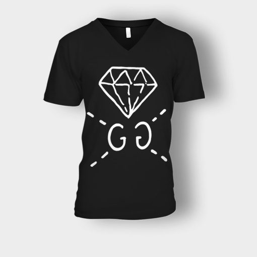 Gucci-Ghost-Diamond-Inspired-Unisex-V-Neck-T-Shirt-Black