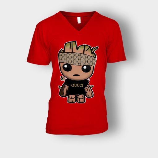 Gucci-Groot-Inspired-Unisex-V-Neck-T-Shirt-Red