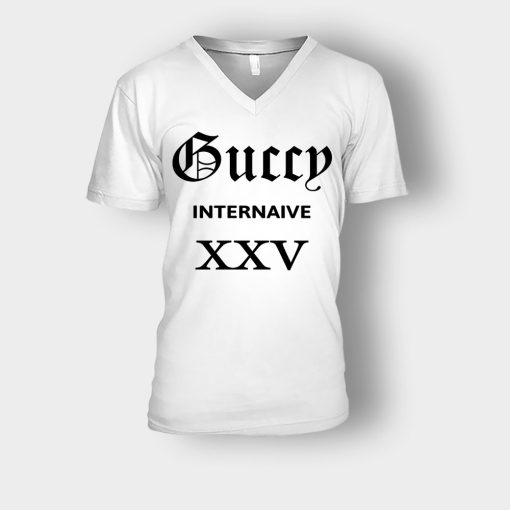 Gucci-Internaive-XXV-Fashion-Unisex-V-Neck-T-Shirt-White