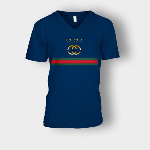 Gucci-Logo-Vintage-Unisex-V-Neck-T-Shirt-Navy