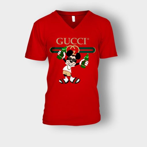 Gucci-Mickey-Mouse-Top-Trending-Unisex-V-Neck-T-Shirt-Red