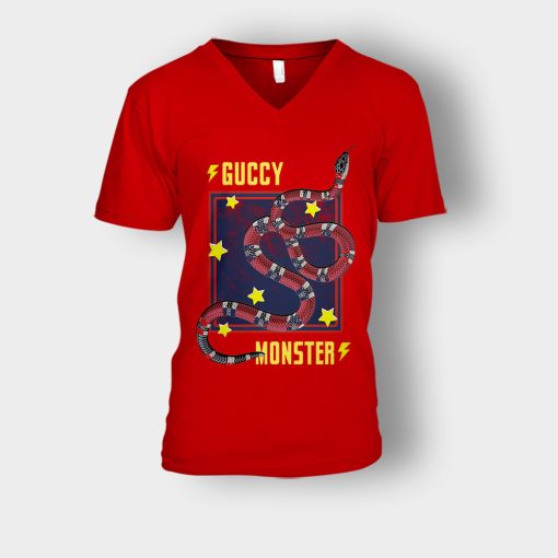 Gucci-Monster-Inspired-Unisex-V-Neck-T-Shirt-Red