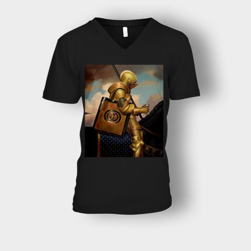 Gucci-Painting-Warrior-Inspired-Unisex-V-Neck-T-Shirt-Black